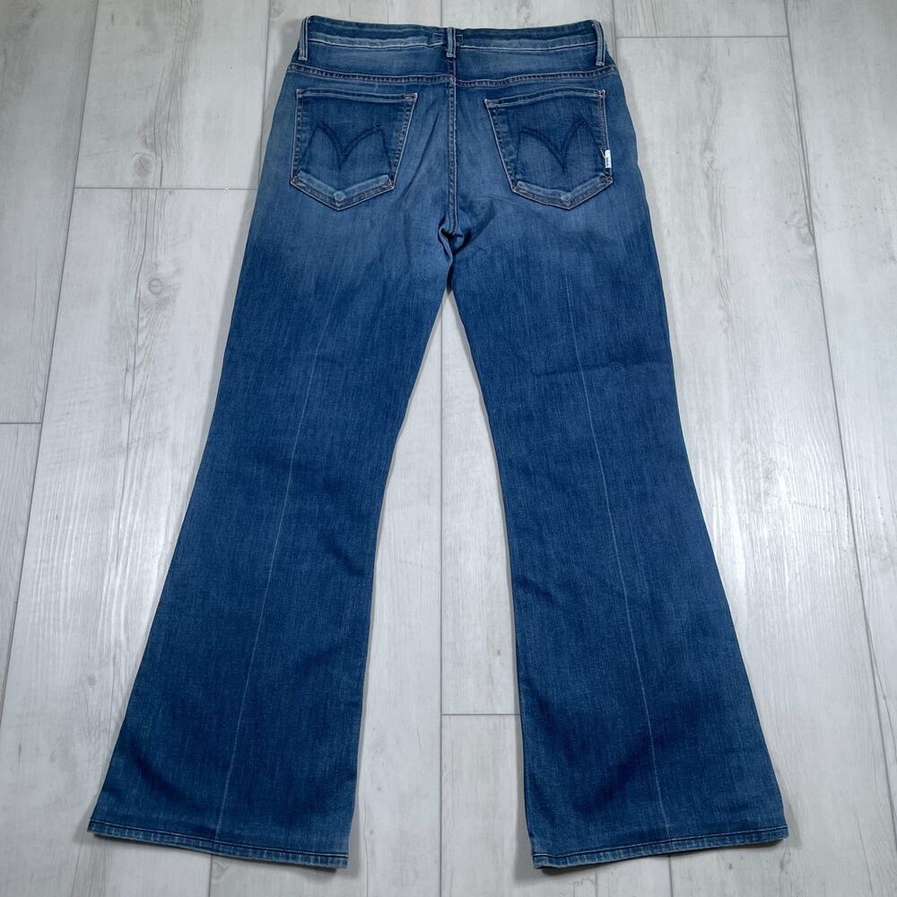 MOTHER Blue Flared Wide-Leg Jeans - Picture 4 of 16